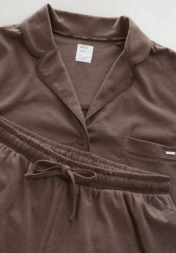 Пижамный комплект, хлопок и полиэстер, Tall fit - through set, Next, mocha brown, коричневый — фото 3