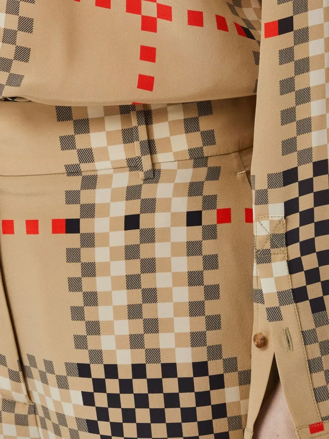 Широкие брюки в пиксельную клетку Burberry, нейтральные — фото 3