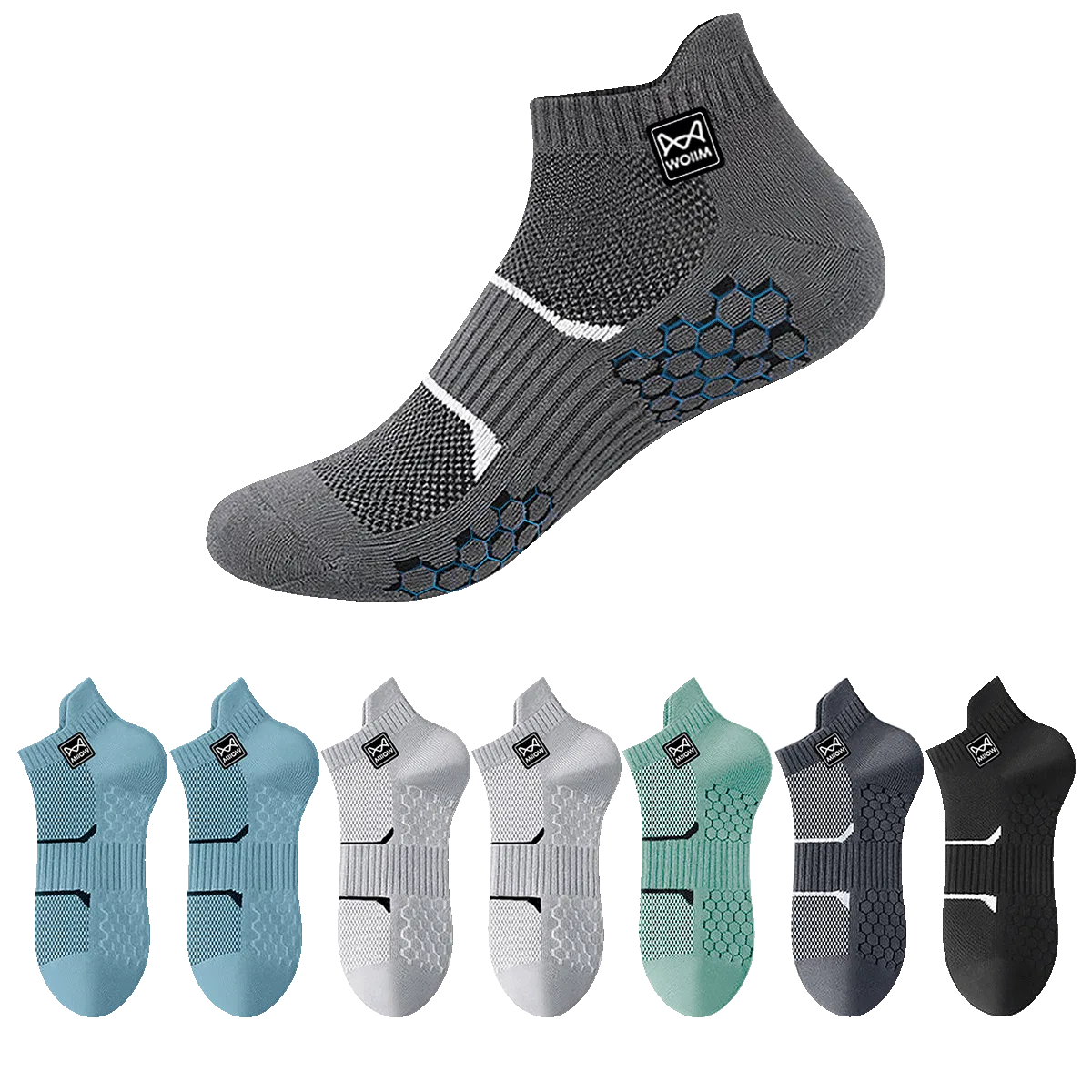 Детские баскетбольные носки набор из 7 пар, Gray Blue, Light Gray, Gray Green, Dark Gray, Black, MIIOW