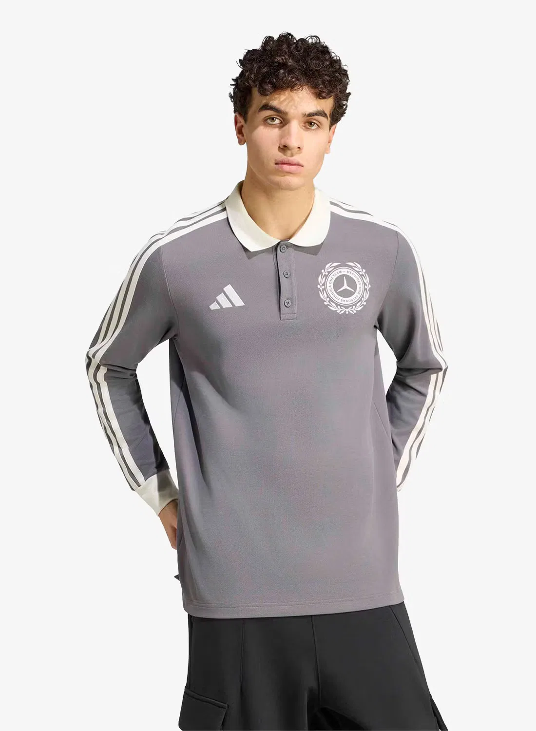 Поло с длинным рукавом Mercedes Silver Arrows Icon Adidas, серый