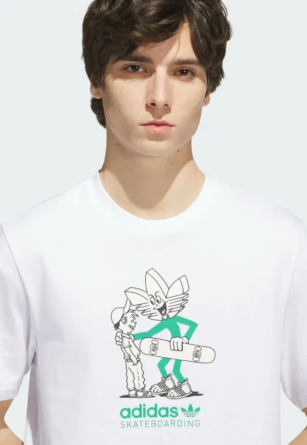 Футболка с принтом для скейтбординга Adidas Originals, белый — фото 3