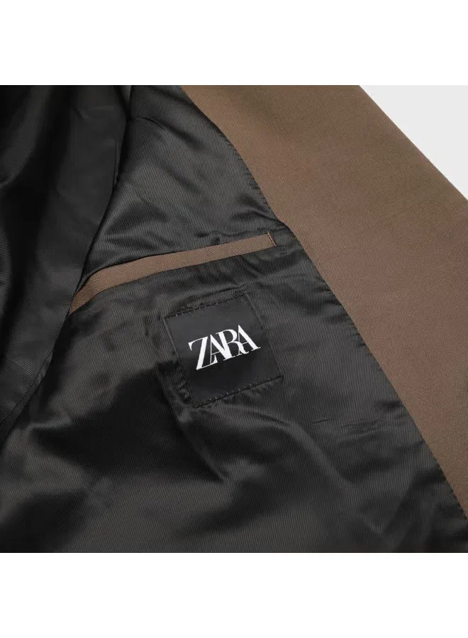 Пиджак деловой с длинным рукавом Zara, коричневый — фото 4