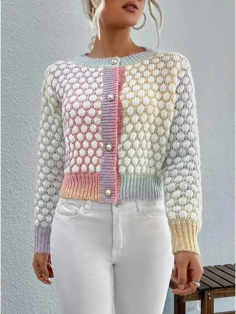 Женский кардиган с градиентом и клеткой, модель Gradient Checkered, мультиколор — фото 2