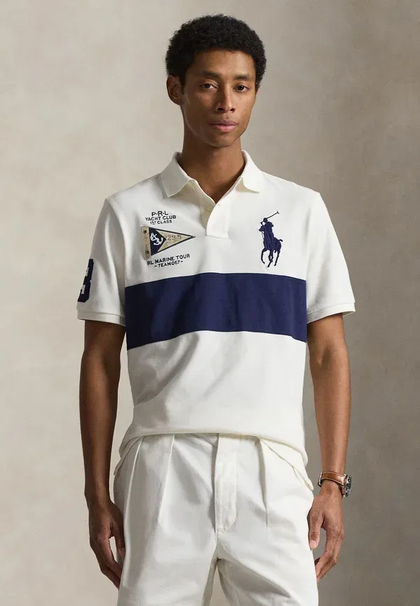 Поло с вышивкой Custom Slim Fit Big Pony Polo Ralph Lauren Nevis/Newport темно-синий