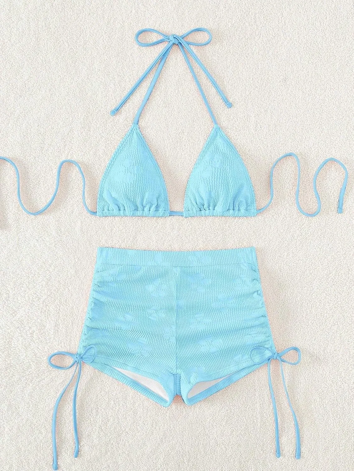 Женский бикини-комплект с завязками на спине Halter, Blue — фото 4