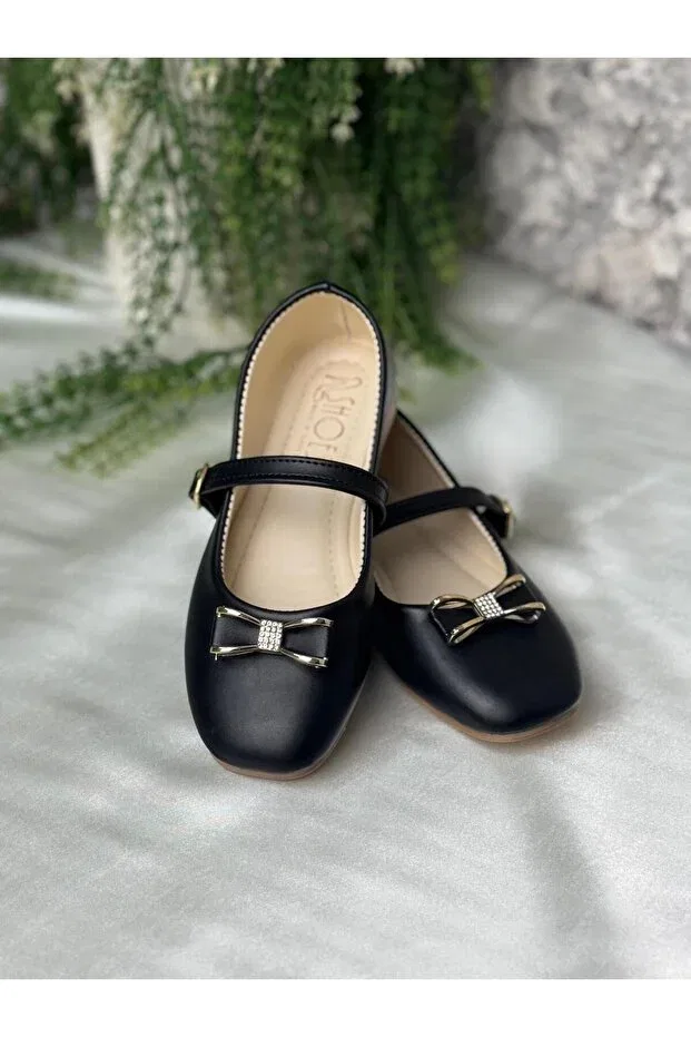 Детские балетки для девочек с бантом Shoes, Black
