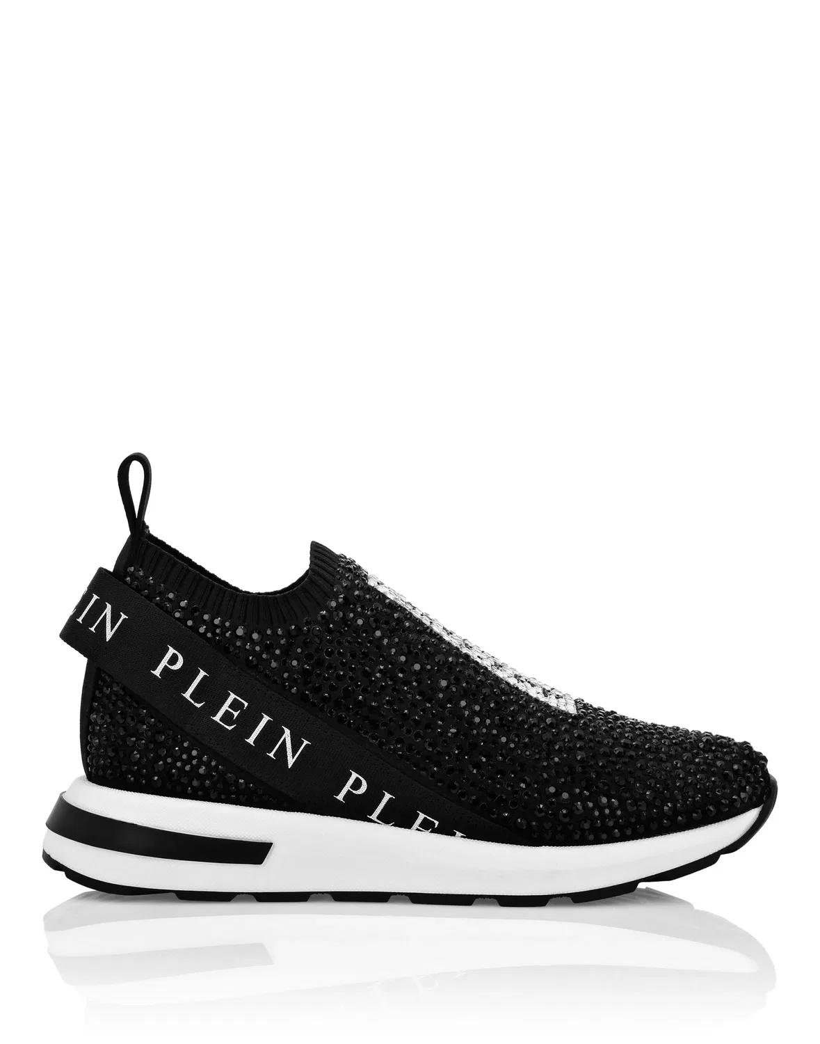Детские кроссовки-беговые с полной отделкой стразами Runner Sock Sneakers Full Rhinestones Plein PHILIPP PLEIN, Black/Gold — фото 2