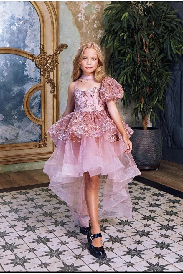 Детское платье для девочек с пайетками Gala, Pink