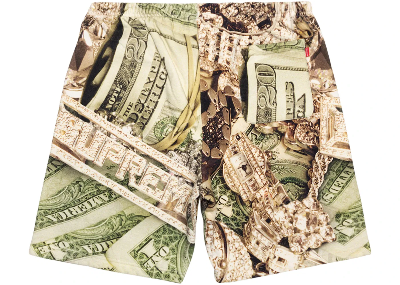 Мужские шорты с принтом Supreme Bling Sweatshort, Green — фото 2
