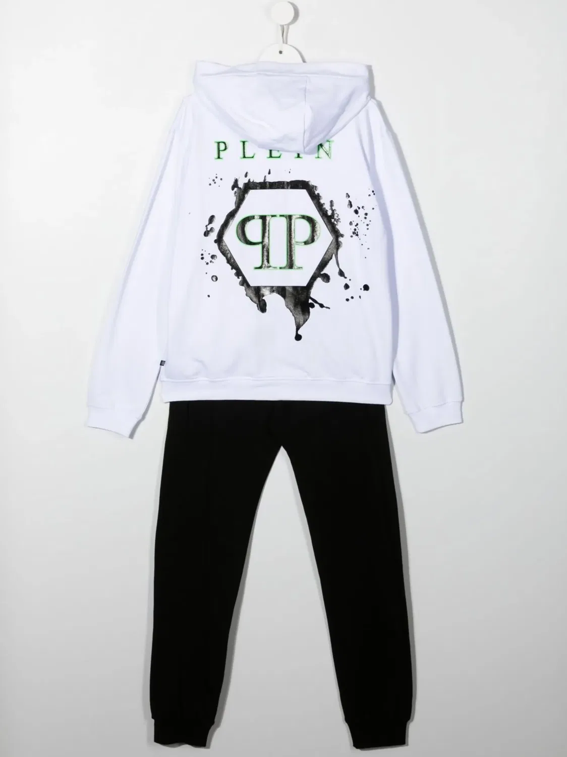 Двухцветный спортивный костюм с логотипом для подростков Philipp Plein, черный — фото 3
