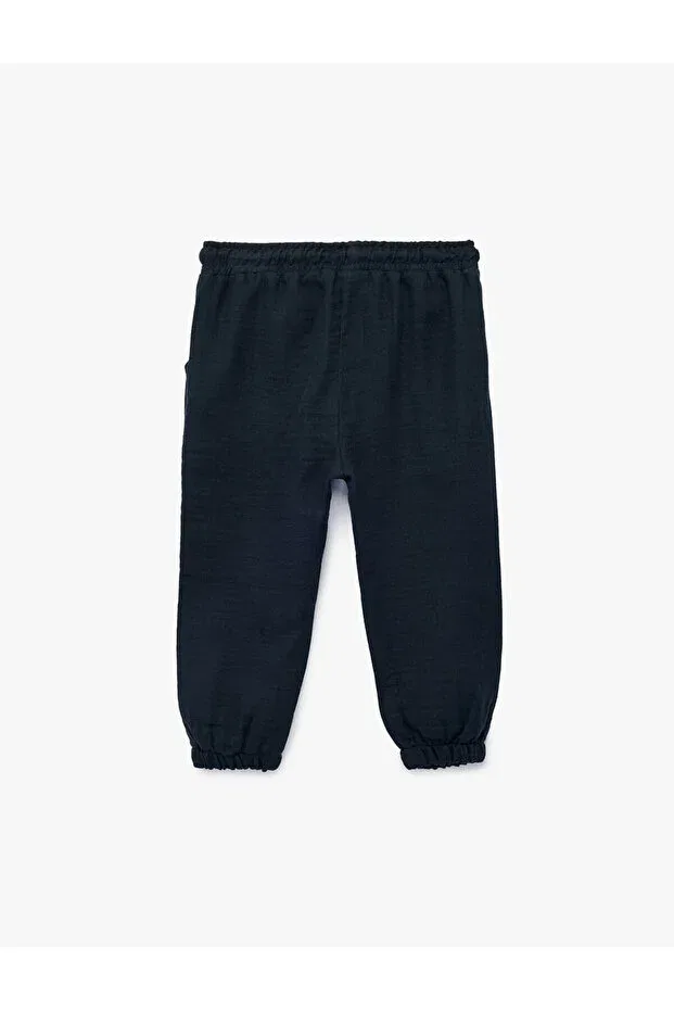 Детские брюки-джоггеры хлопковые Muslin Koton, Navy Blue — фото 2