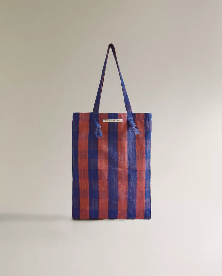 

Сумка-тоут Zara Home Cotton X Tensira, синий/красный