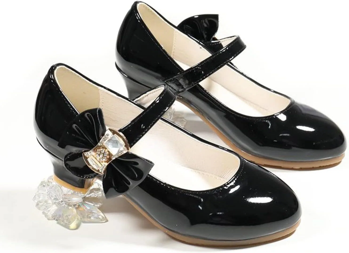 Детские туфли Мэри Джейн для девочек с принтом, модель Cute Shoes for Girls, бренд, Black — фото 4