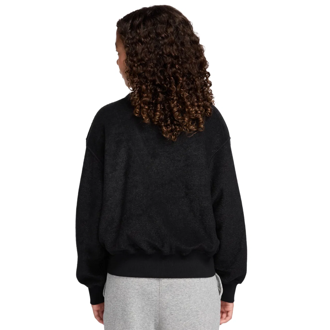 Топ для девочек NSW Fleece Long Sleeve Cozy Nike, черный/белый — фото 2