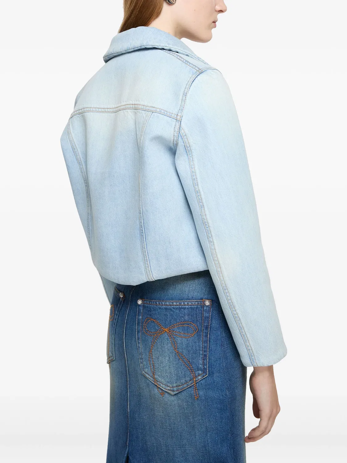 Джинсовая куртка с цветочным подкладом Acne Studios, светло-голубой — фото 2
