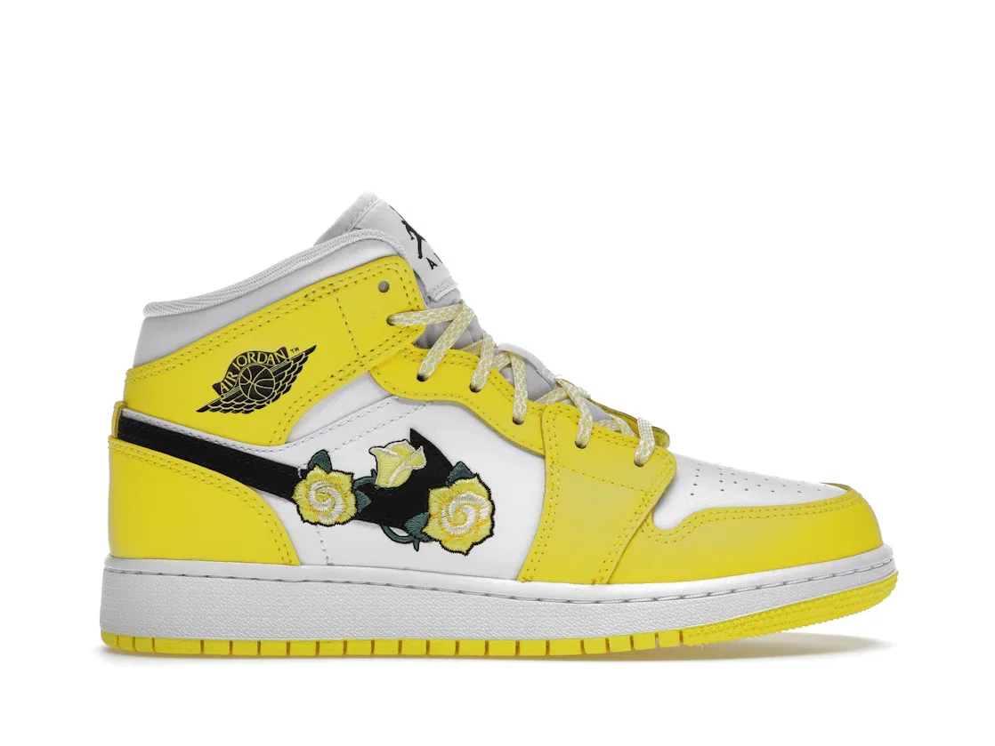 Детские кроссовки с принтом Jordan 1 Mid Jordan, Dynamic Yellow/Black-White