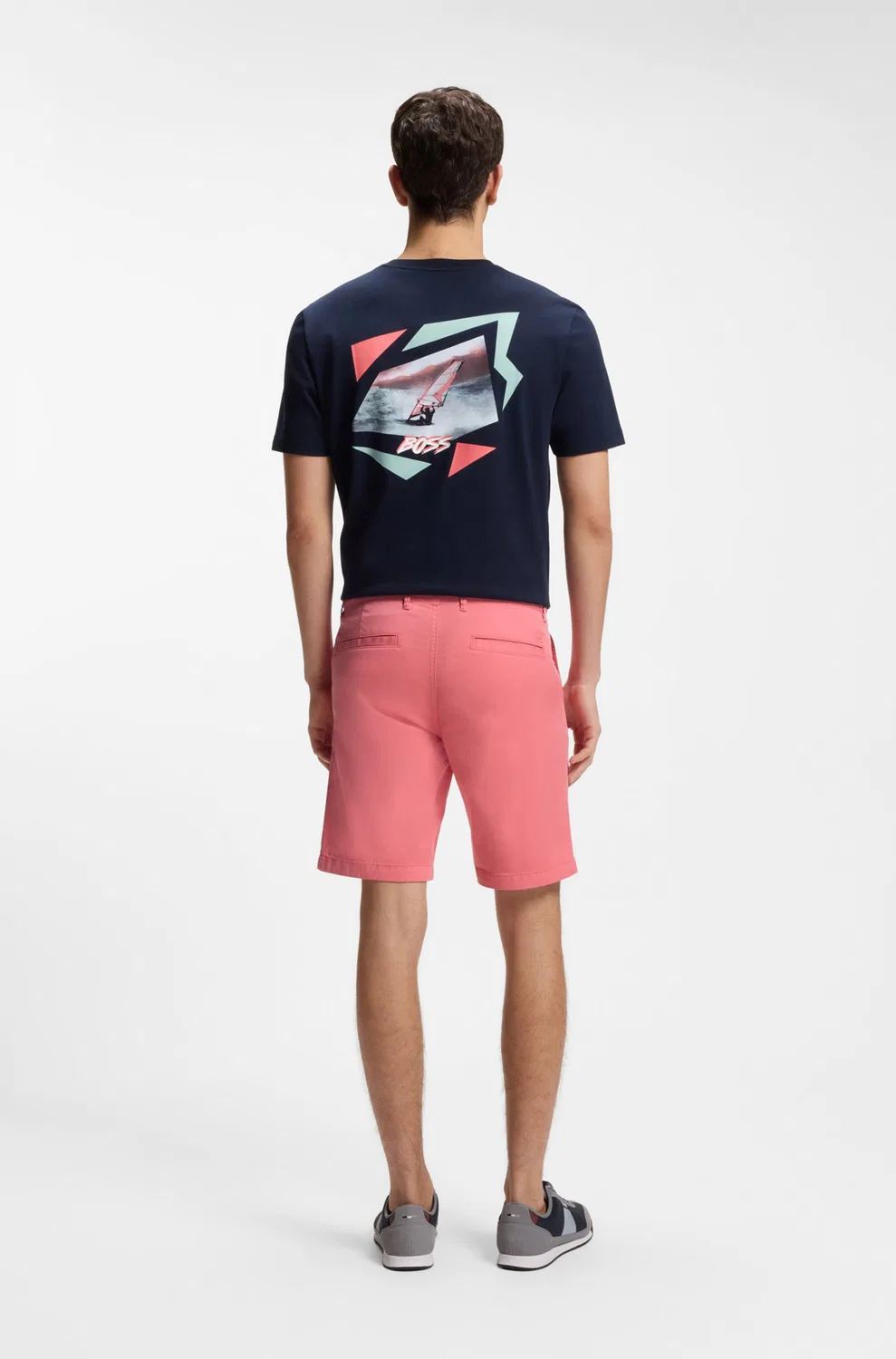 Шорты-чиносы Boss Slim fit, розовые — фото 4