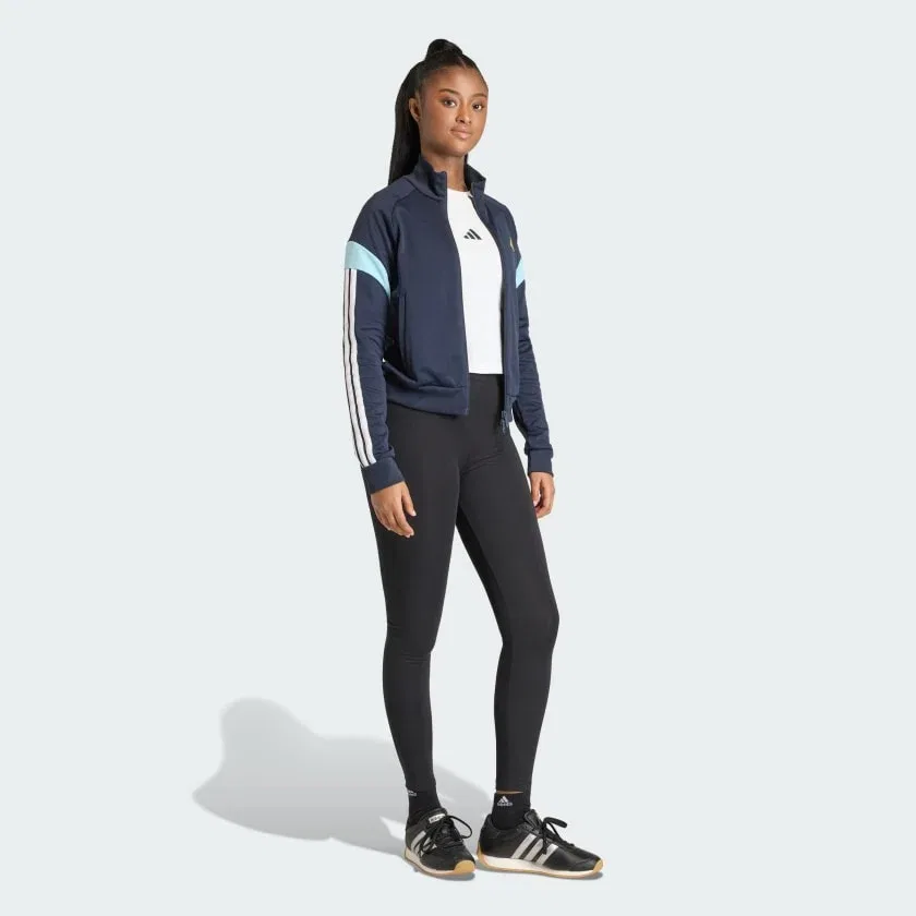 Женская спортивная куртка на молнии с высоким воротом House Of Tiro Nations Pack adidas, Night Navy — фото 3