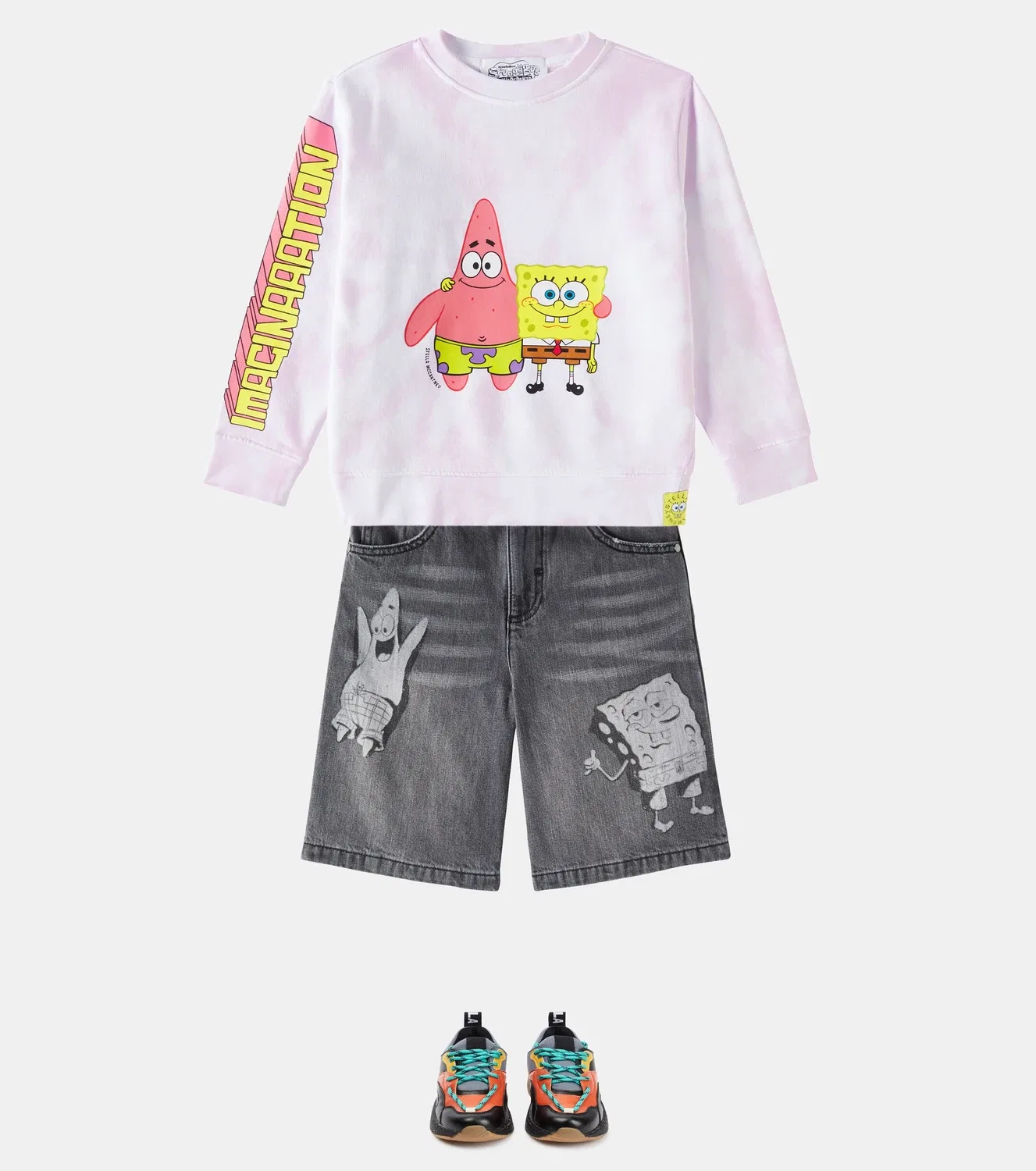 Шорты из денима с принтом, Stella Mccartney Kids, серый — фото 2