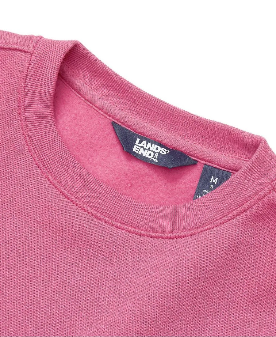 Детский свитшот свободного кроя с флисом Husky Relaxed Fit Fleece Crewneck Lands' End, Rose Violet — фото 2