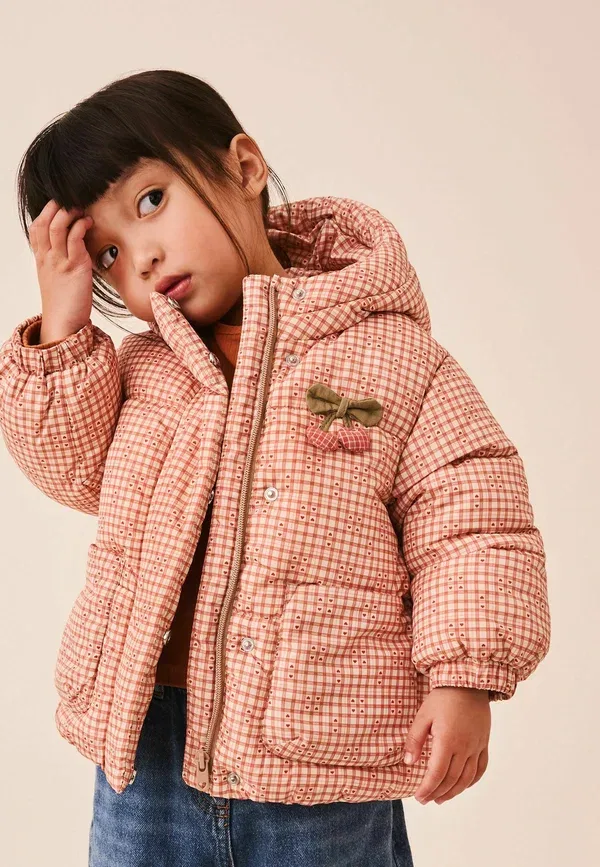 Куртка утепленная легкая, клетка, Regular fit - shower resistant padded coat - light jacket Next, Red Gingham, красный