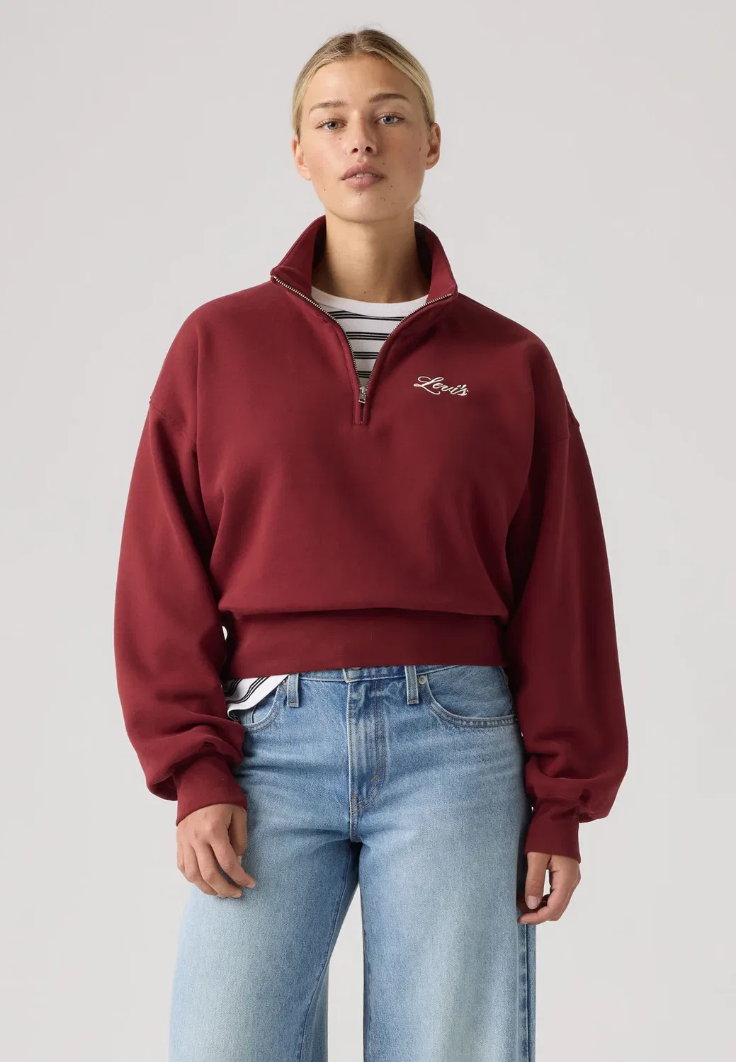 Винтажная толстовка 80-х годов с застежкой-молнией на четверть длины Levi'S, Warm Cabernet — фото 2
