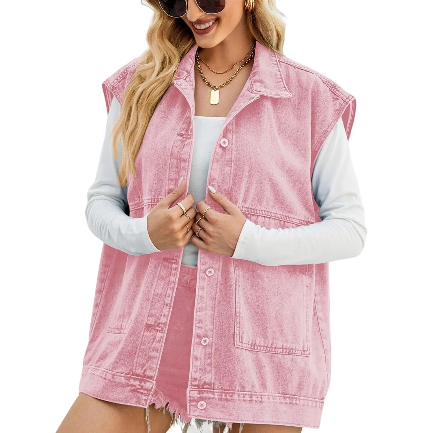 Женский джинсовый жилет с капюшоном, Rosa-a