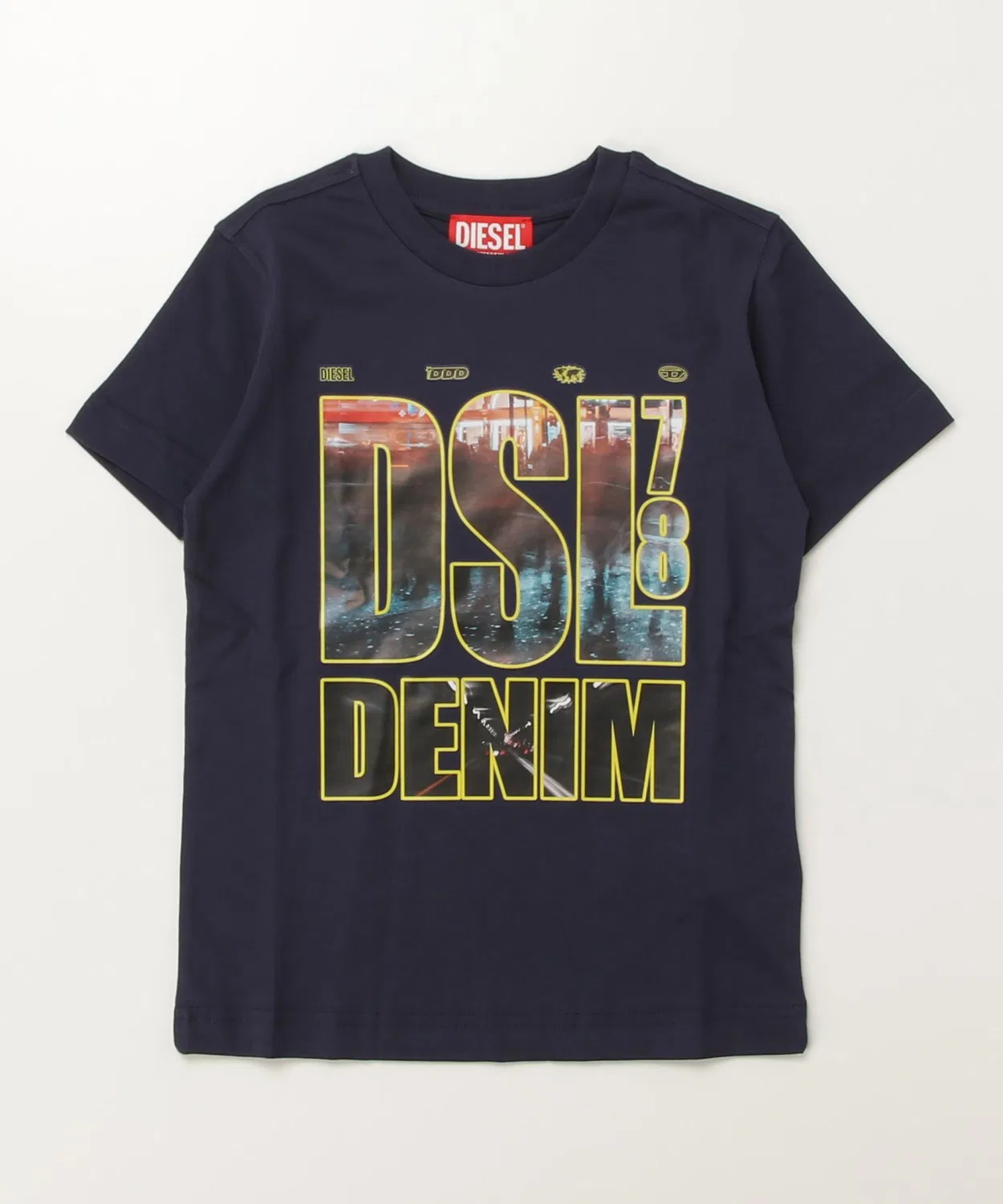 Детская футболка с коротким рукавом и принтом DIESEL KIDS, Navy