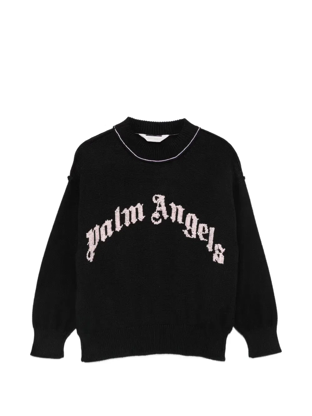 Свитер с логотипом-интарсией Palm Angels Kids, черный