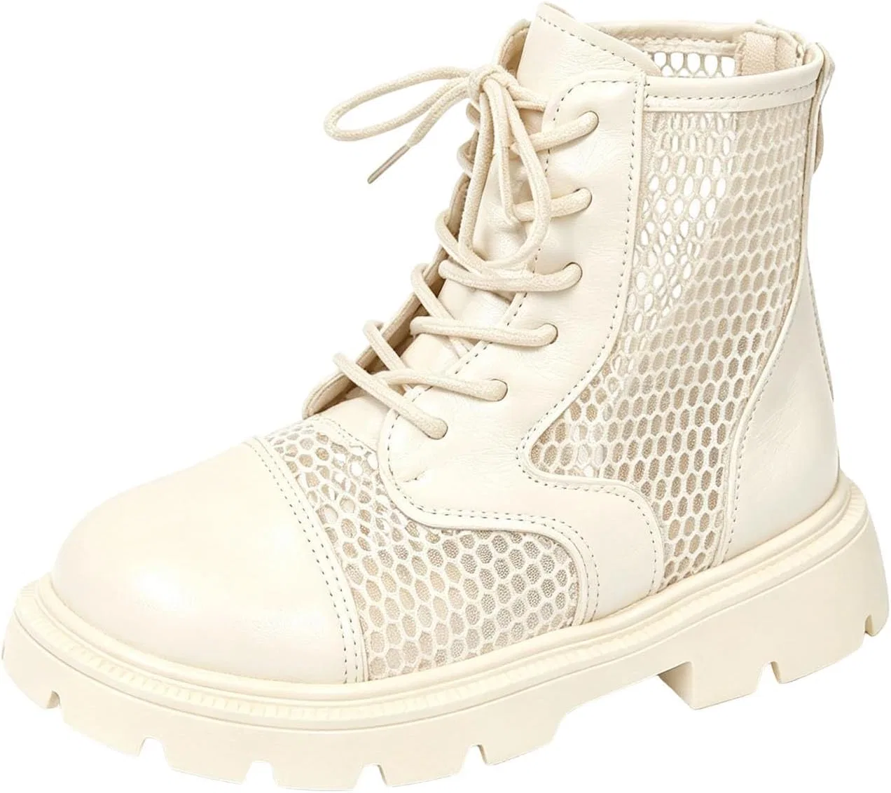 Детские ботинки для девочек с сеткой и шнуровкой Zzalalana, White