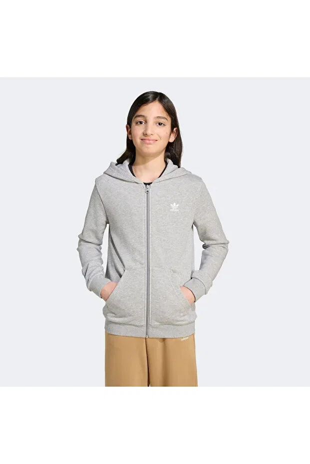 Детские свитшот для девочек с капюшоном Adidas, Gray — фото 2
