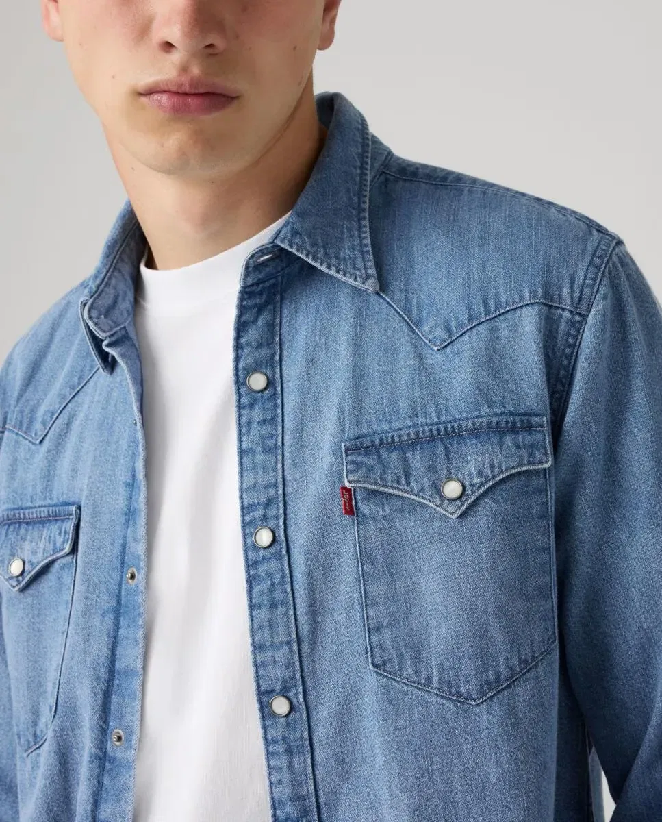 Мужская джинсовая рубашка с длинным рукавом Levi's, Azul Claro — фото 3