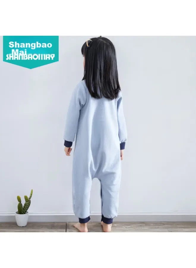 Комбинезон-пижама утепленный детский Shanbaomay, серо-синий — фото 3