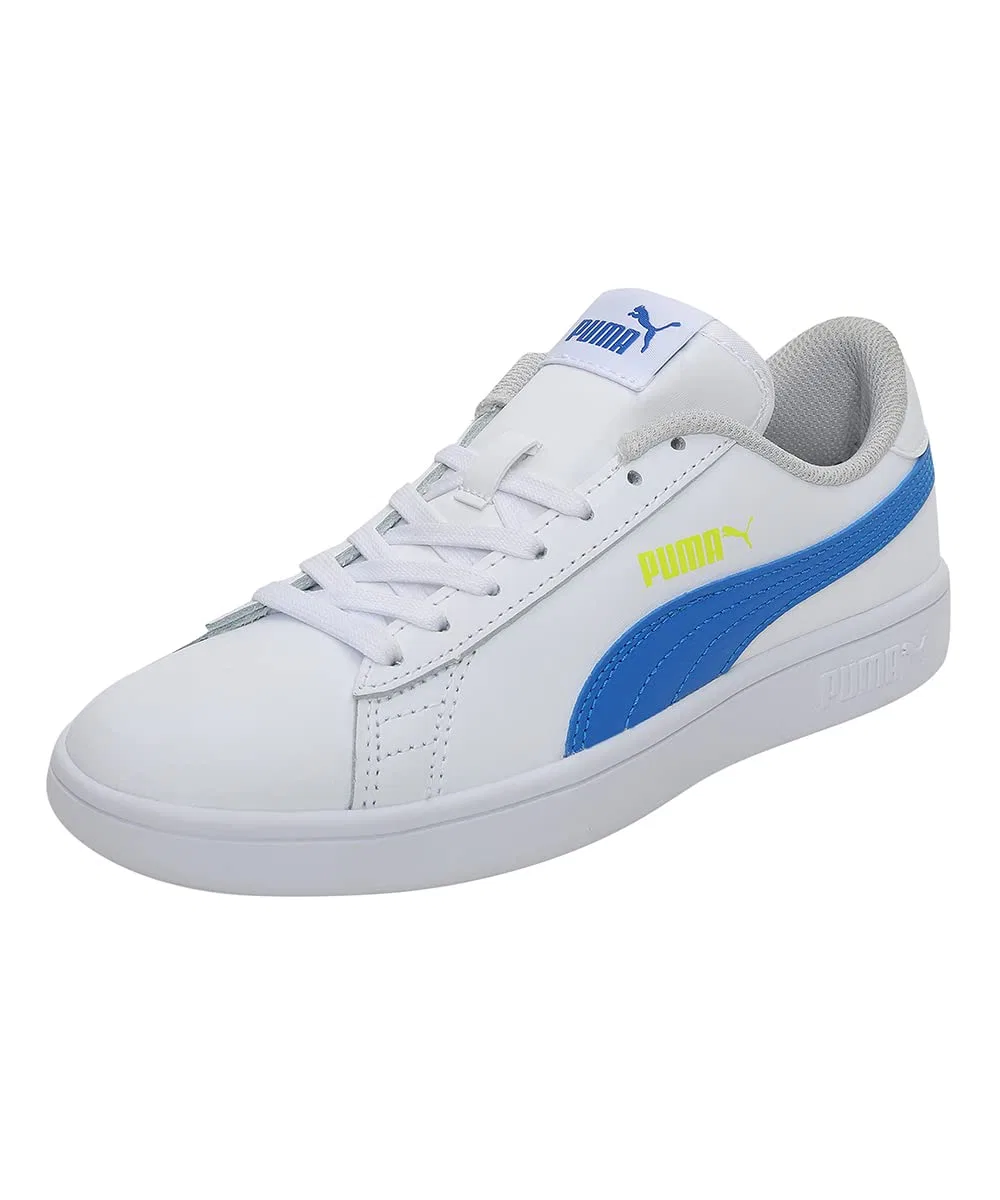 Детские кроссовки для девочек и мальчиков с низким верхом Smash V2 L Jr PUMA, White PUMA White Victoria Blue