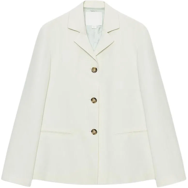 Женский костюм Ice White с лацканами, прямой крой, ZARA, Ice White
