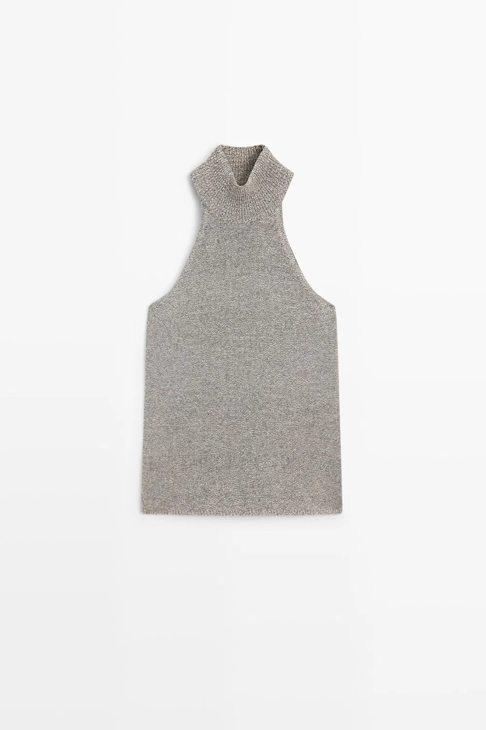 Топ Massimo Dutti Halterneck Knit, бежевый — фото 2