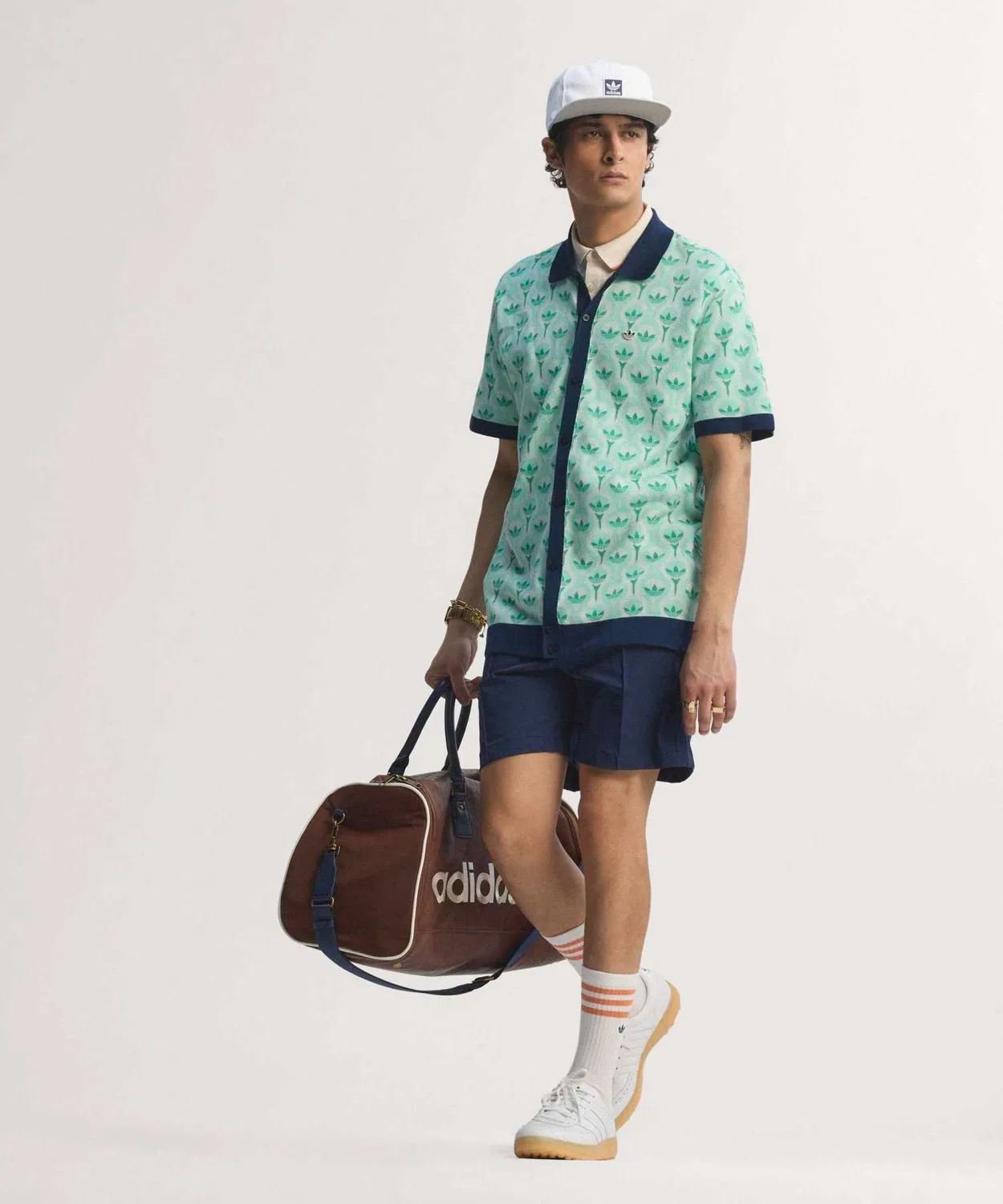 Мужское поло из хлопка с регулируемым воротником Adidas, Green — фото 2