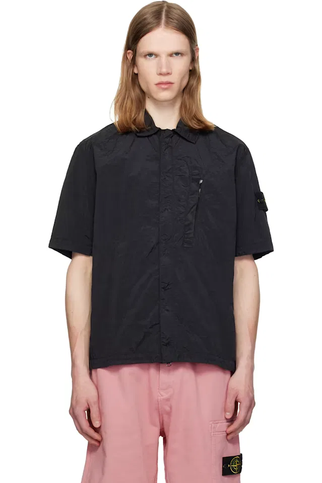Черная нейлоновая металлическая рубашка Econyl 1200028 Stone Island