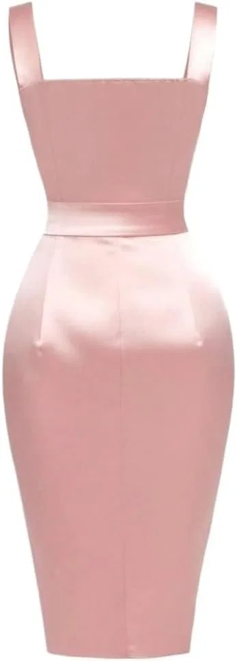 Женское летнее платье с квадратным вырезом асимметричным подолом, Pink