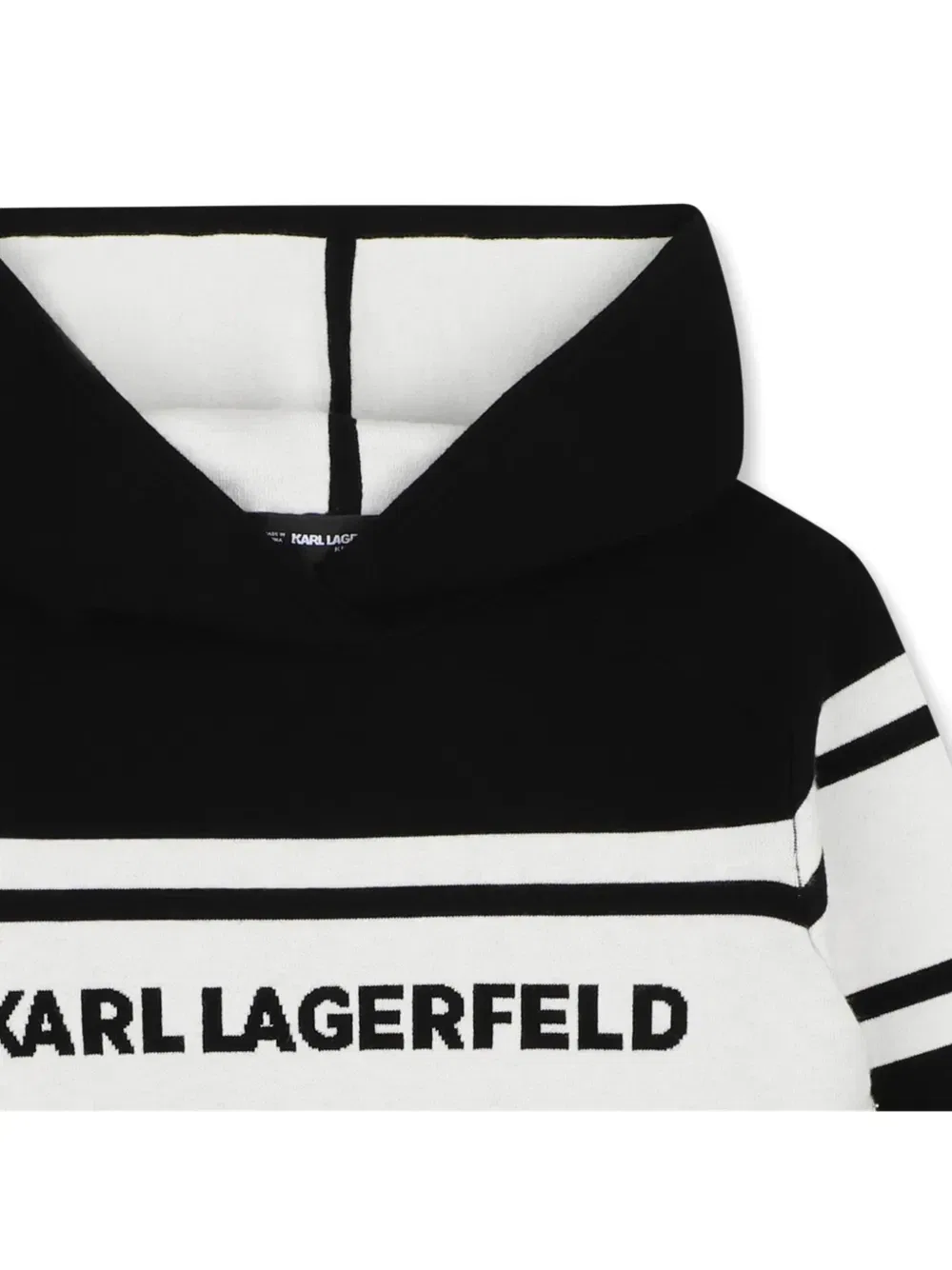 Худи с логотипом вязки интарсия Karl Lagerfeld Kids, черный — фото 3