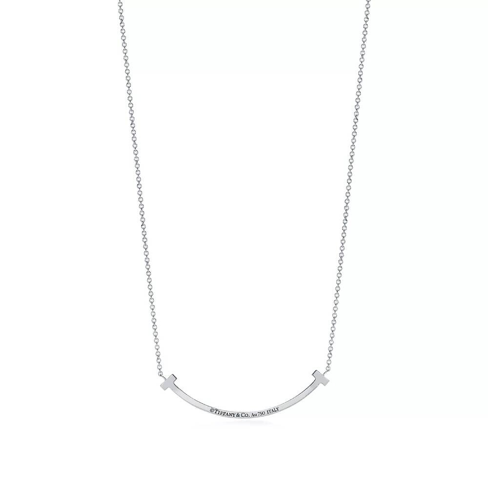 Кулон с цепочкой Tiffany & Co. Smile Small, белое золото с бриллиантами — фото 2