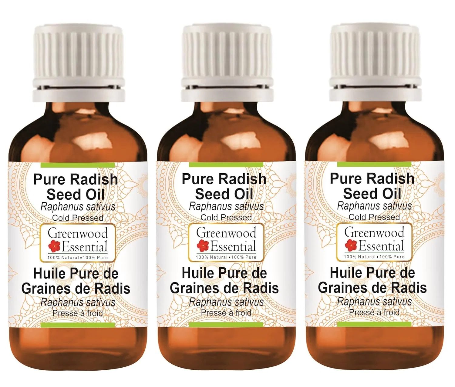 Масло для тела Radish Seed Oil, Greenwood Essential, 3 x 100 мл