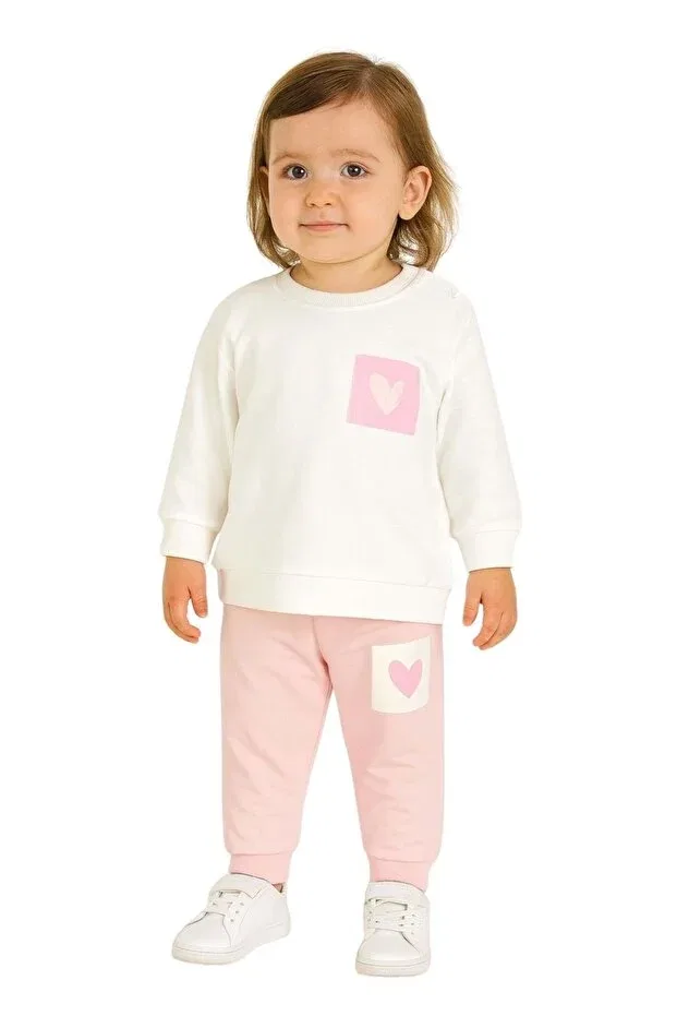 Детский комплект из свитшота и брюк для девочек с принтом Basics Ww Waka Waka Kids Store, Ecru