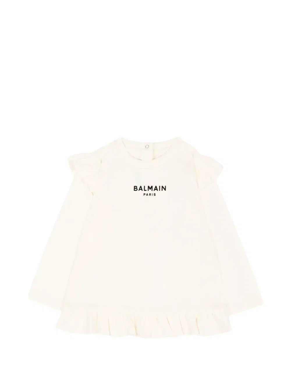 Блузка с оборками и логотипом Balmain Kids, белый