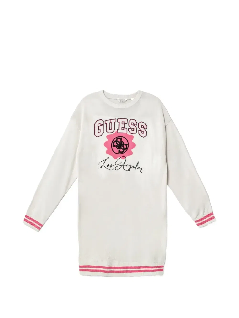 Вязаное платье с вышитым логотипом Guess Kids, бежевый