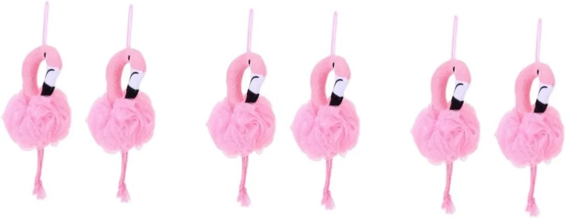 Мочалка для душа Flamingo, 6 шт, розовый Fomiyes