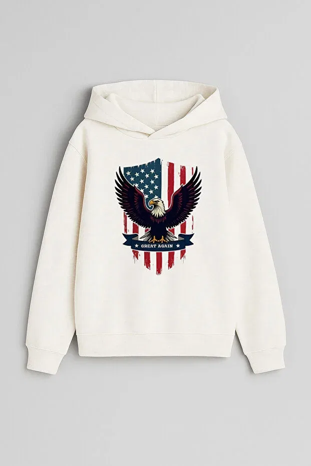 Детские свитшот с капюшоном с принтом Eagle Moda, Black