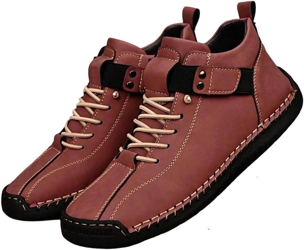 

Мужские ручной работы повседневные кроссовки, дышащие ботинки до щиколотки, уличная обувь для ходьбы Generic, красный