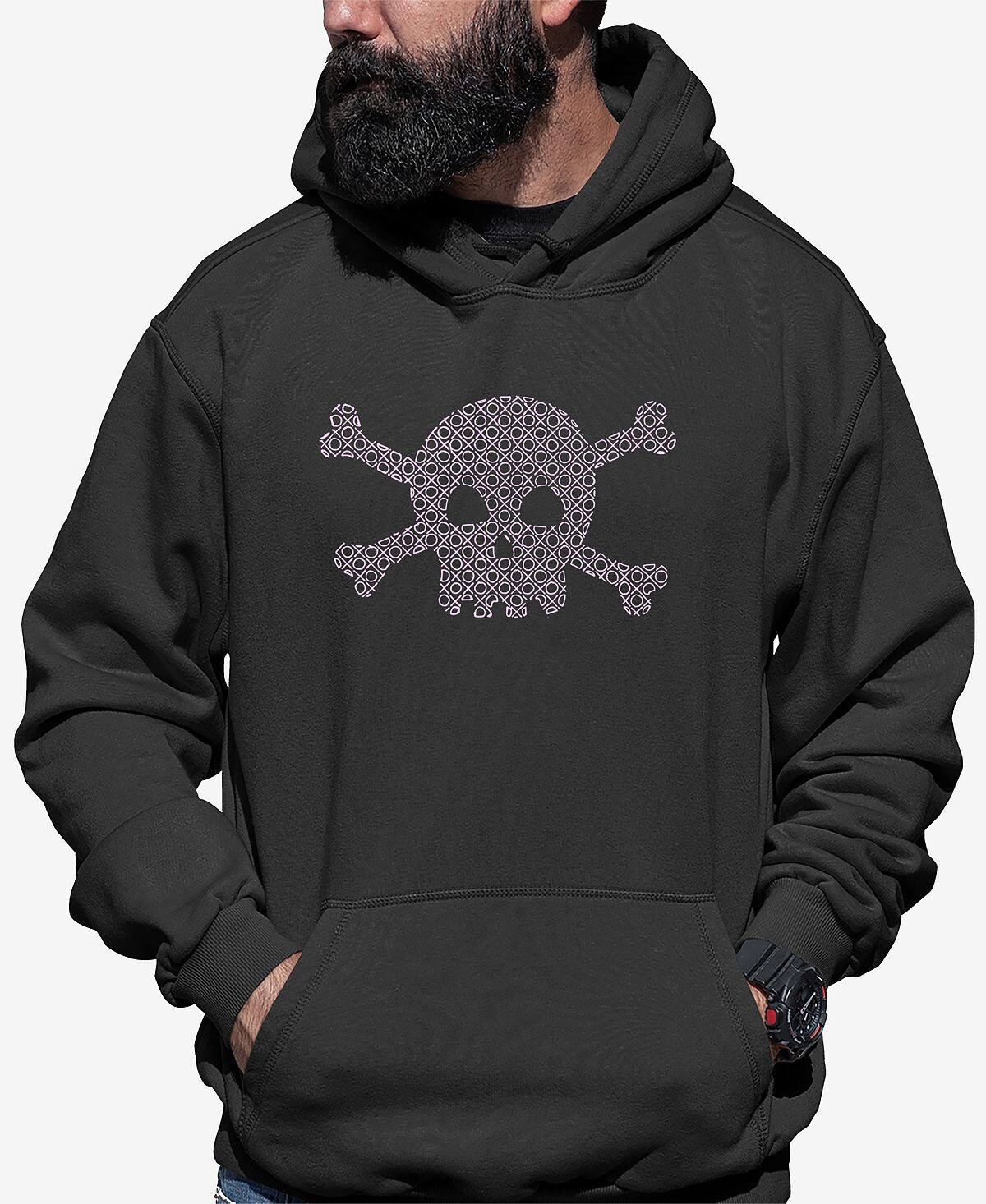 

Мужская толстовка с капюшоном word art xoxo skull LA Pop Art, темно-серый