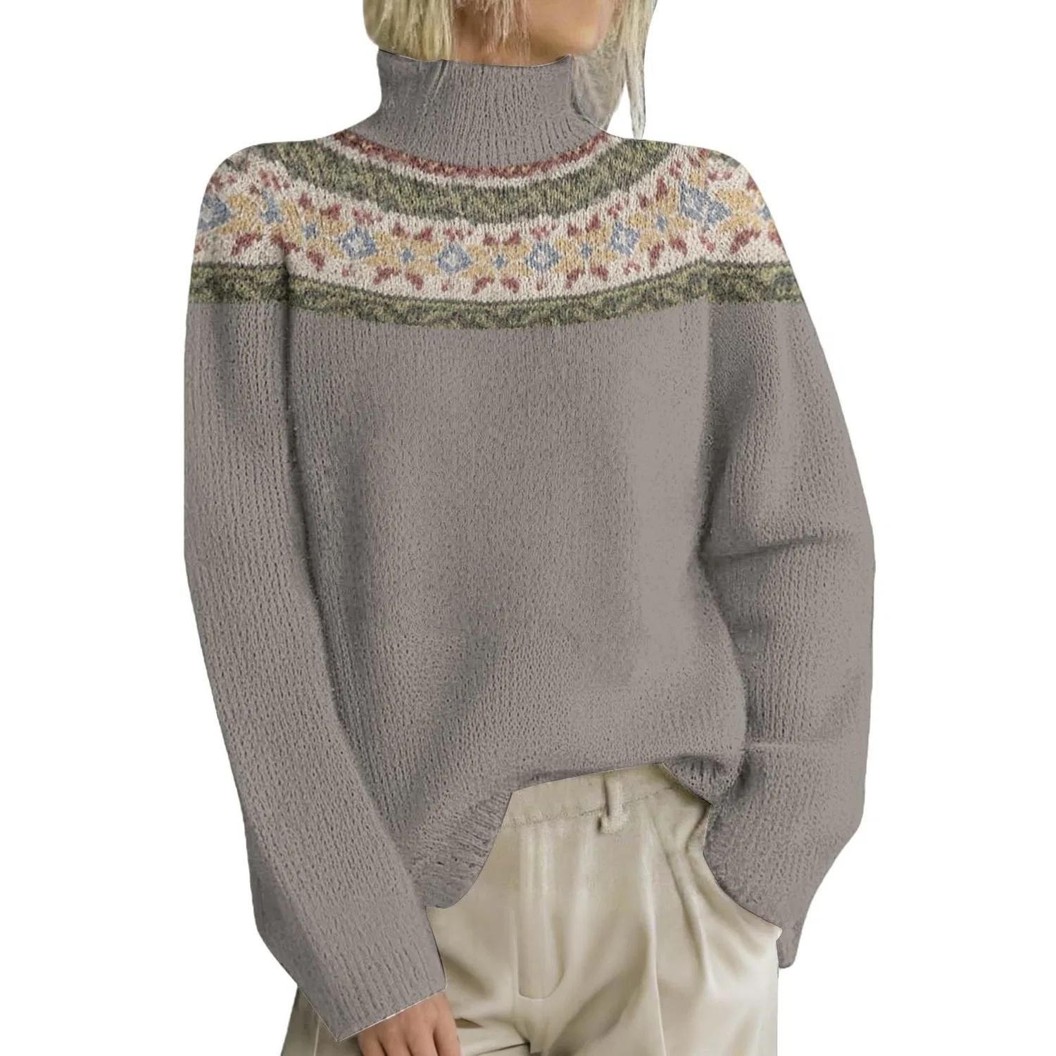 Женский свитер с жаккардовым узором Norwegian Women Sweater, 001 Dark Gray